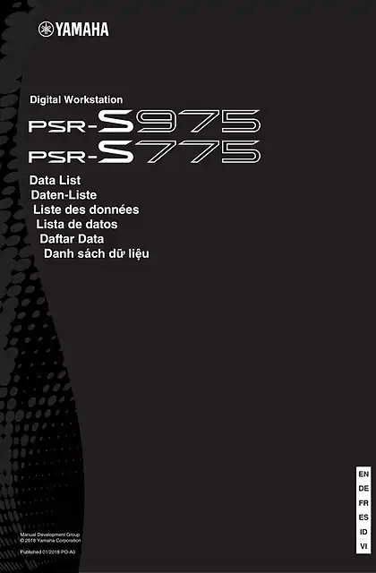 yamaha雅马哈PSR-S975_PSR-S775 Data List